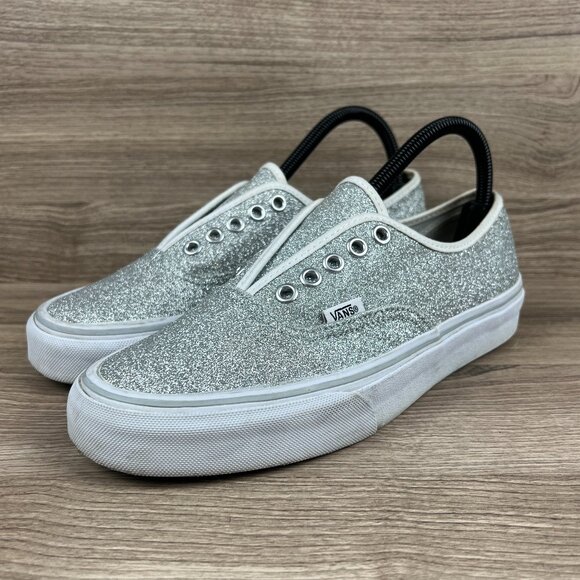Vans Shoes - Vans Off The Wall Women's Gray & White Glitter Slip On Sneakers Shoe